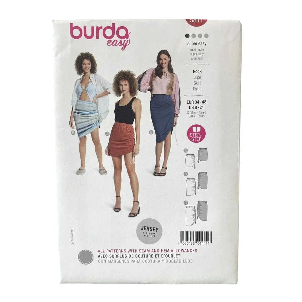 Burda Easy 5811 Skirt US 8-22 Fitted Jersey Knits Modern